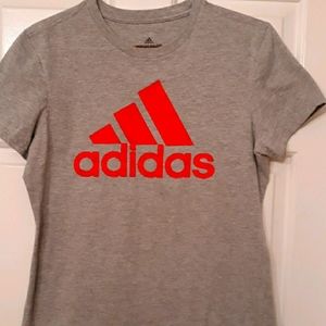 Adidas gray and pink tee shirt